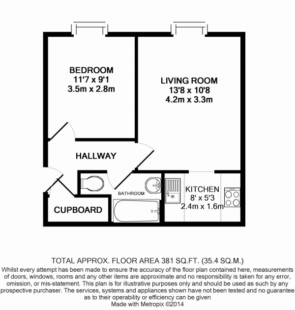 Floor Plan Image for 1 Bedroom Flat to Rent in Alton