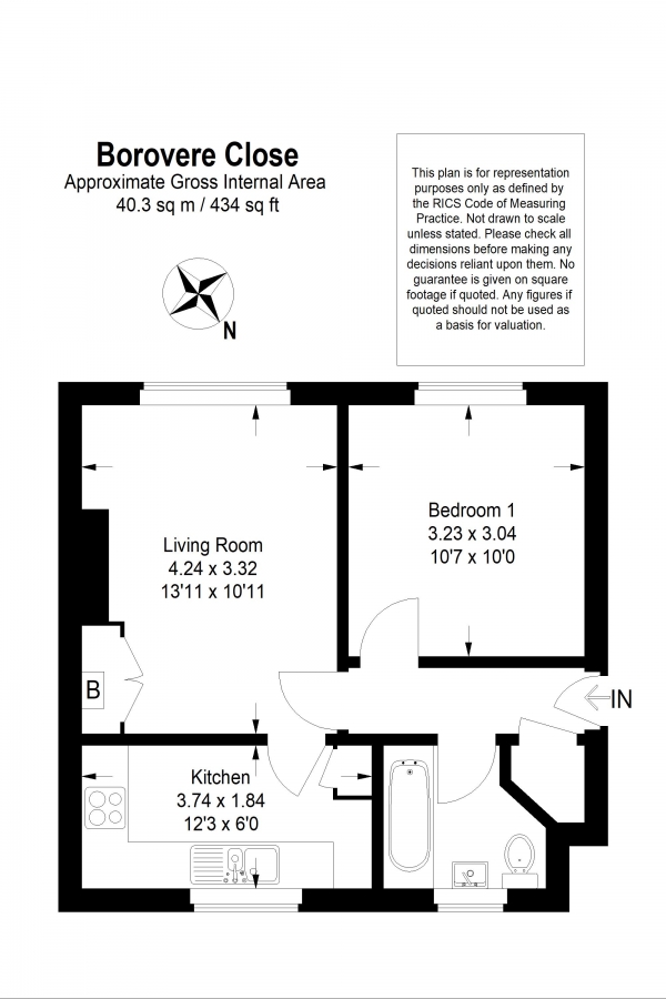 Floor Plan for 1 Bedroom Flat to Rent in Alton, GU34, 1LR - £179 pw | £775 pcm