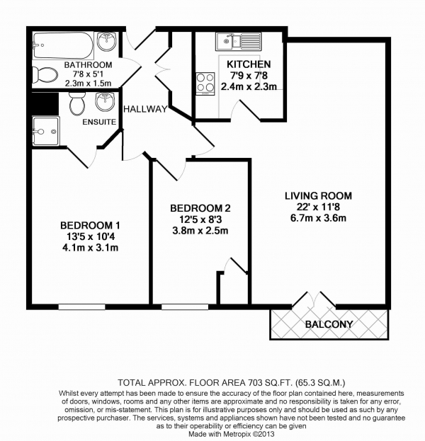 Floor Plan Image for 2 Bedroom Flat to Rent in Alton