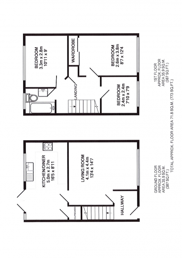 Floor Plan Image for 3 Bedroom Terraced House to Rent in Alton