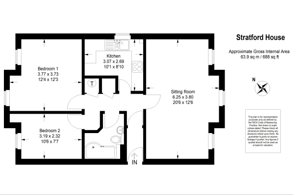 Floor Plan for 2 Bedroom Flat to Rent in Alton, GU34, 1AU - £225 pw | £975 pcm