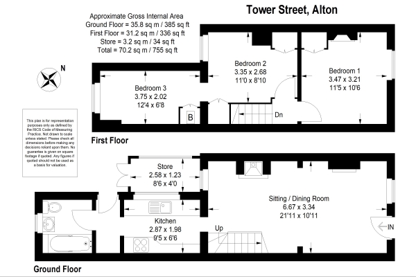 Floor Plan Image for 3 Bedroom Terraced House to Rent in Alton