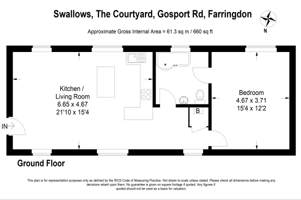 Floor Plan Image for 1 Bedroom Cottage to Rent in Farringdon