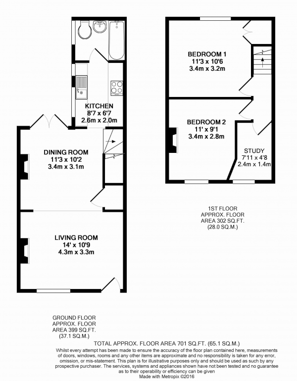 Floor Plan Image for 2 Bedroom End of Terrace House to Rent in Alton