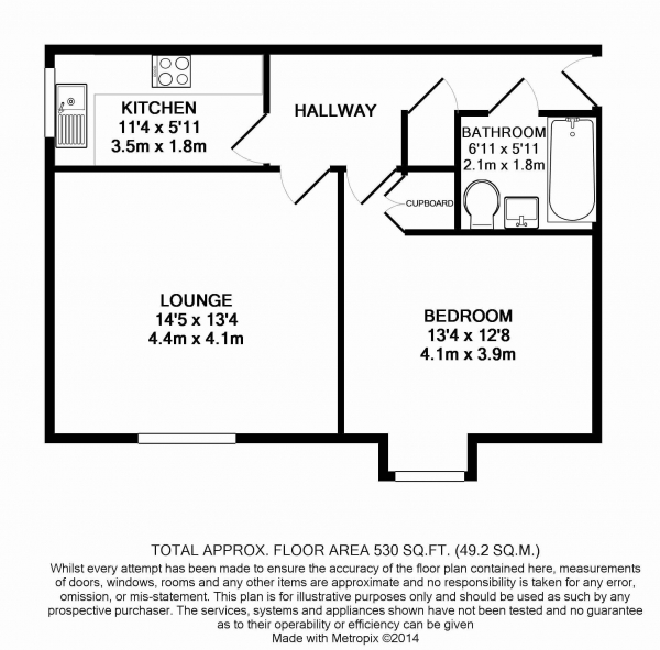 Floor Plan Image for 1 Bedroom Apartment to Rent in Alton