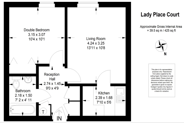 Floor Plan Image for 1 Bedroom Retirement Property for Sale in Lady Place Court, Market Square, Alton, Hampshire