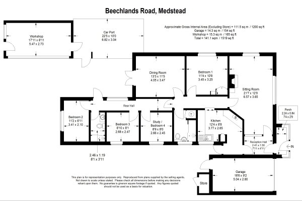 Floor Plan Image for 4 Bedroom Detached Bungalow for Sale in Medstead