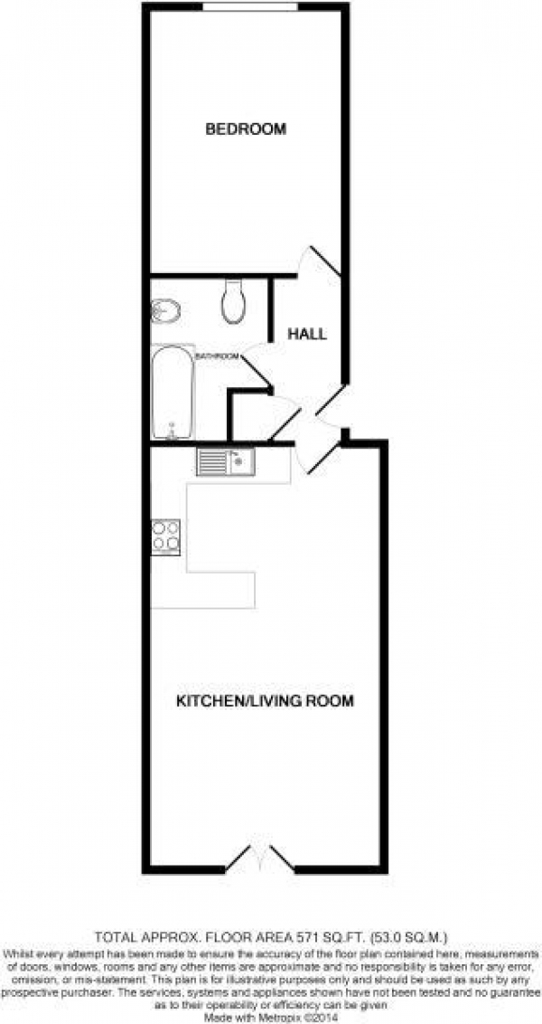 Floor Plan Image for 1 Bedroom Flat to Rent in Alton Town Centre