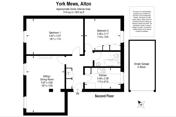 Floor Plan Image for 2 Bedroom Flat to Rent in York Mews, Alton