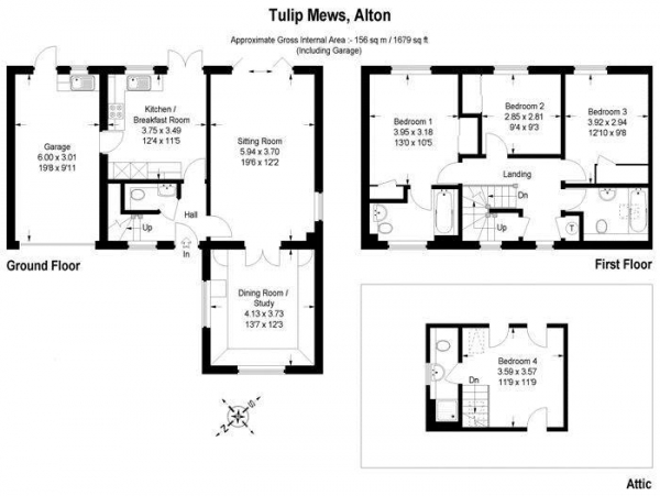 Floor Plan Image for 4 Bedroom Detached House to Rent in Alton