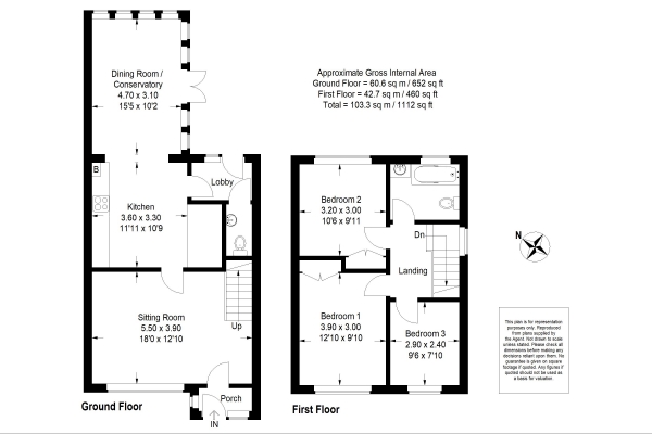 Floor Plan Image for 3 Bedroom End of Terrace House for Sale in Alton