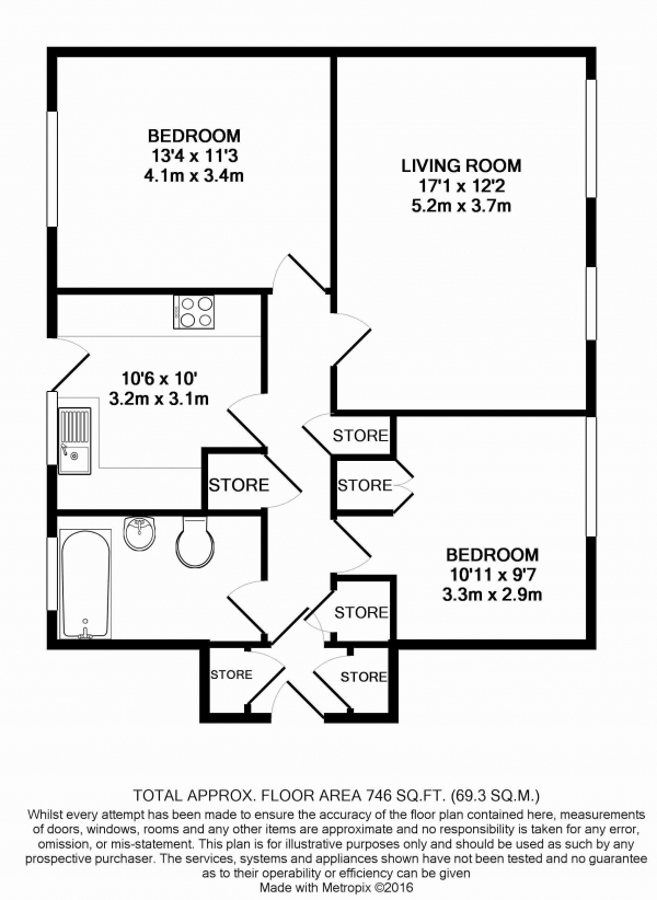Floor Plan Image for 2 Bedroom Flat to Rent in Alton