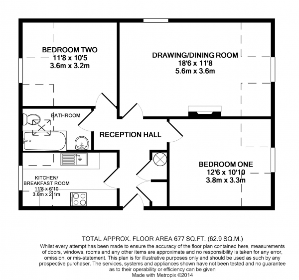 Floor Plan Image for 2 Bedroom Flat to Rent in Alton