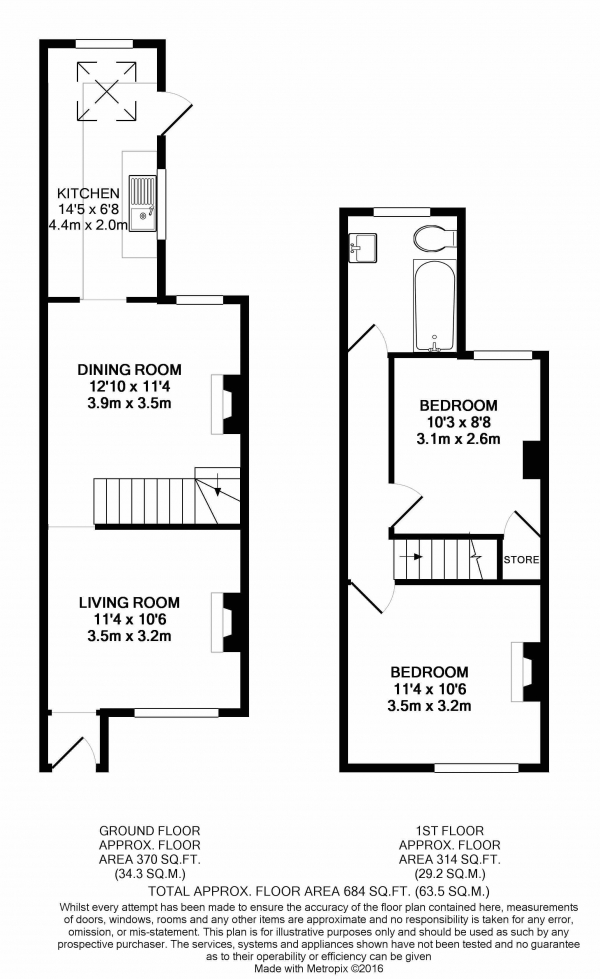 Floor Plan for 2 Bedroom Semi-Detached House to Rent in Alton, GU34, 1NZ - £242 pw | £1050 pcm