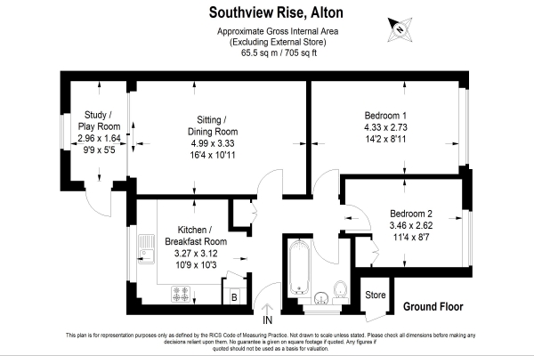 Floor Plan Image for 2 Bedroom Maisonette to Rent in Alton