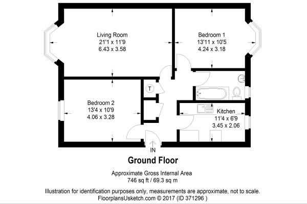 Floor Plan Image for 2 Bedroom Ground Flat to Rent in Alton