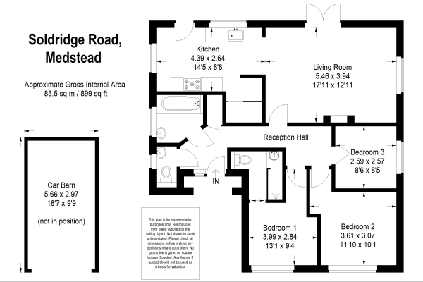 Floor Plan Image for 3 Bedroom Detached Bungalow to Rent in Medstead
