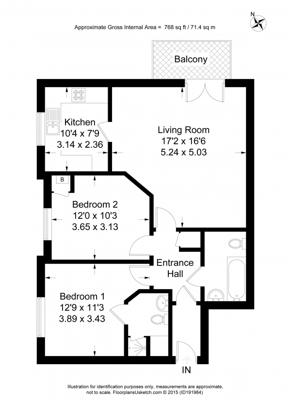 Floor Plan Image for 2 Bedroom Apartment to Rent in Alton