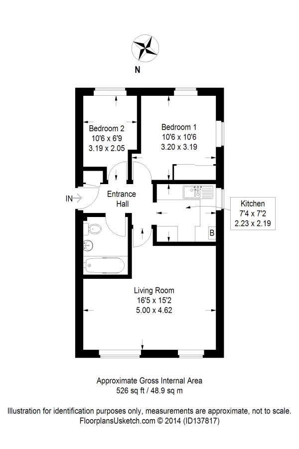 Floor Plan for 2 Bedroom Maisonette for Sale in Holybourne, Holybourne, GU34, 4HY -  &pound199,950