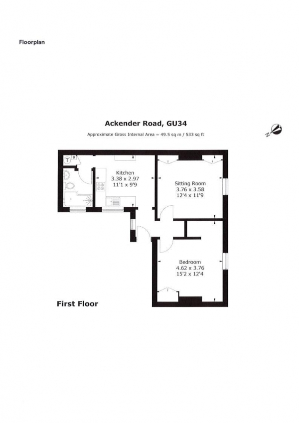 Floor Plan Image for 1 Bedroom Flat to Rent in Alton