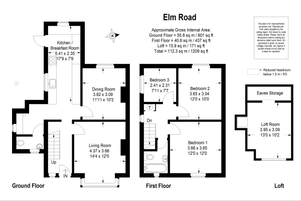 Floor Plan Image for 3 Bedroom Semi-Detached House for Sale in Elm Road, Farnham