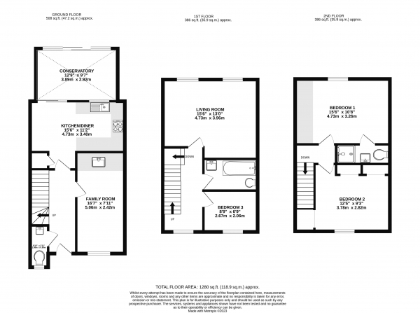 Floor Plan Image for 3 Bedroom Town House for Sale in Crosby Way, Farnham