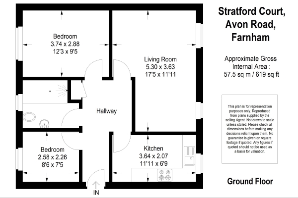 Floor Plan Image for 2 Bedroom Ground Flat for Sale in Avon Road, Farnham