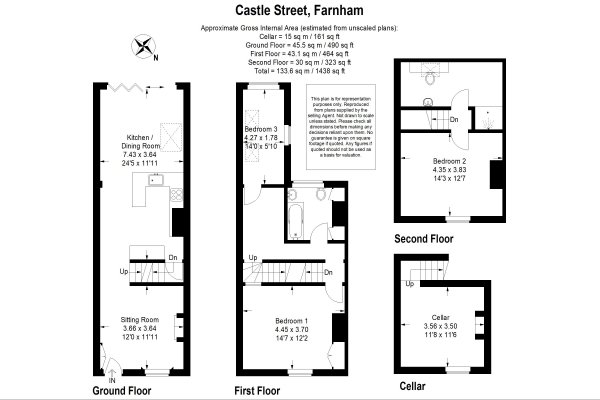 Floor Plan Image for 3 Bedroom Terraced House for Sale in Castle Street, Farnham