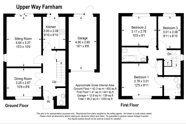 Floor Plan Image for 3 Bedroom Link Detached House for Sale in Upper Way, Farnham