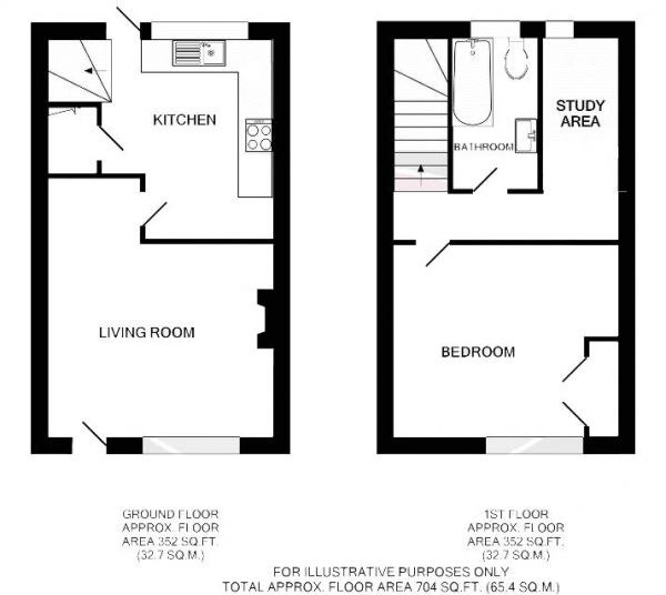 Floor Plan for 1 Bedroom Terraced House to Rent in Red Lion Lane, Farnham, GU9, 7QW - £312 pw | £1350 pcm