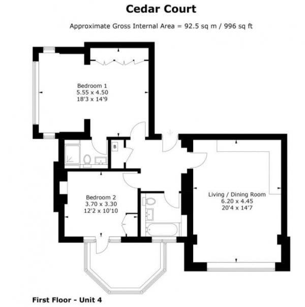 Floor Plan Image for 2 Bedroom Apartment for Sale in Two bedroom apartment with far reaching views