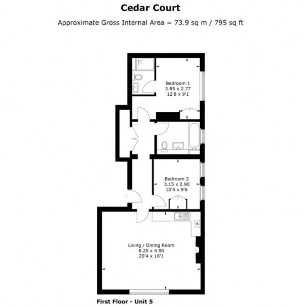 Floor Plan Image for 2 Bedroom Apartment for Sale in Castle Hill, Farnham