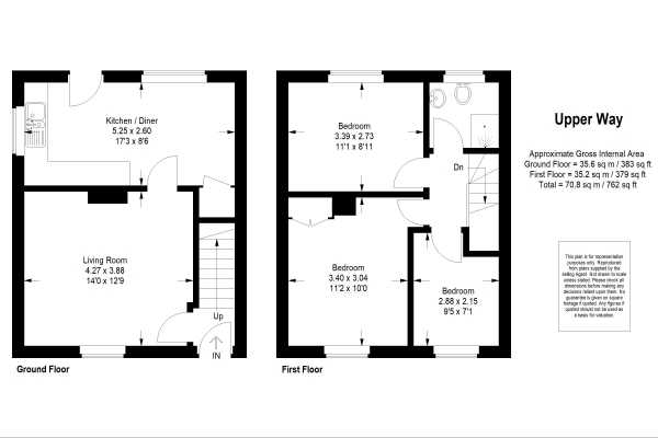 Floor Plan Image for 3 Bedroom Semi-Detached House for Sale in Upper Way, Farnham