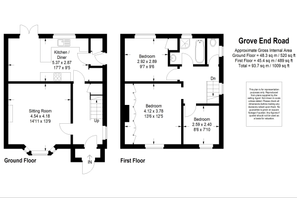 Floor Plan Image for 3 Bedroom Semi-Detached House for Sale in Grove End Road, Farnham