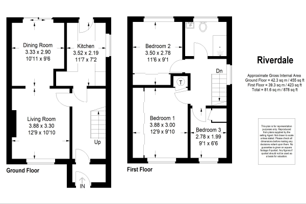 Floor Plan Image for 3 Bedroom Semi-Detached House for Sale in Riverdale, Farnham