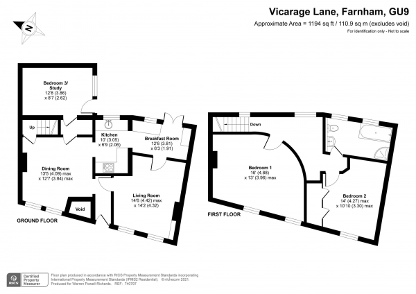 Floor Plan Image for 3 Bedroom Cottage for Sale in Vicarage Lane, Farnham