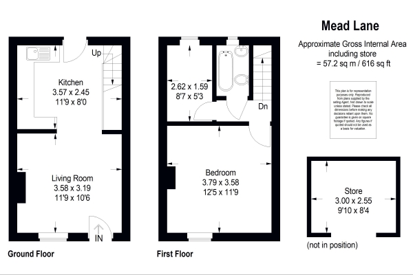 Floor Plan Image for 1 Bedroom Terraced House for Sale in Mead Lane, Farnham