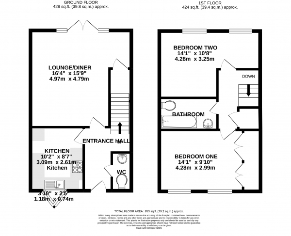 Floor Plan Image for 2 Bedroom Terraced House for Sale in Heron Close, Farnham