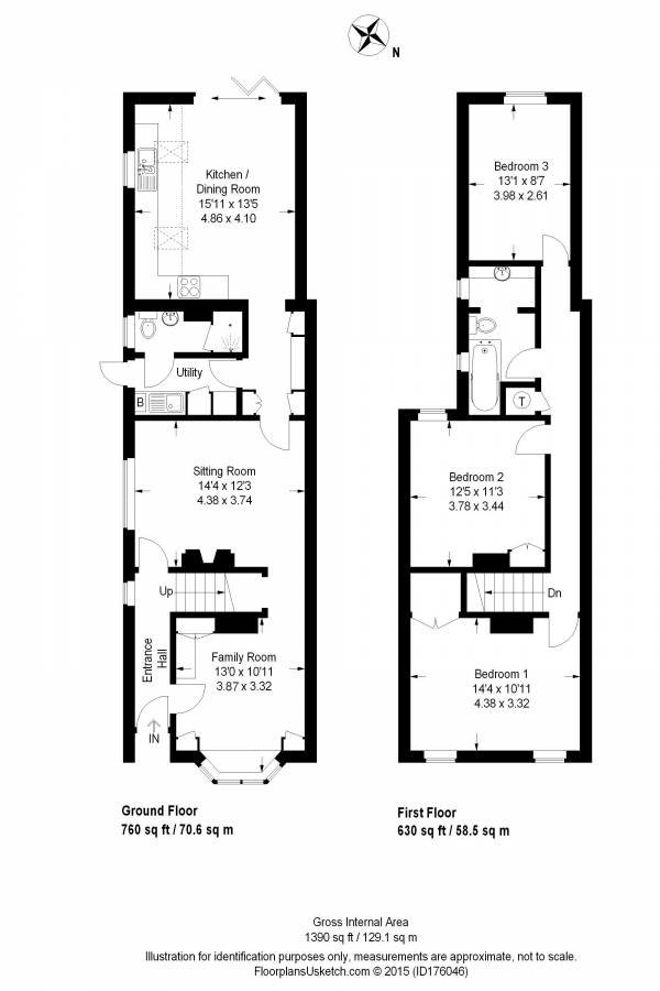 Floor Plan Image for 3 Bedroom Semi-Detached House for Sale in Weydon Hill Road, Farnham