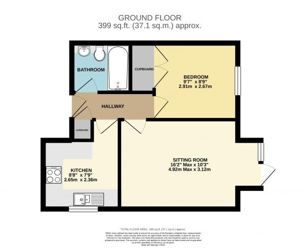 Floor Plan Image for 1 Bedroom Apartment to Rent in Fairview Gardens, Farnham