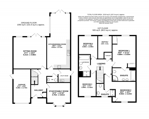 Floor Plan for 5 Bedroom Detached House for Sale in Keaver Drive, Camberley, GU16, 8AB - Offers in Excess of &pound825,000