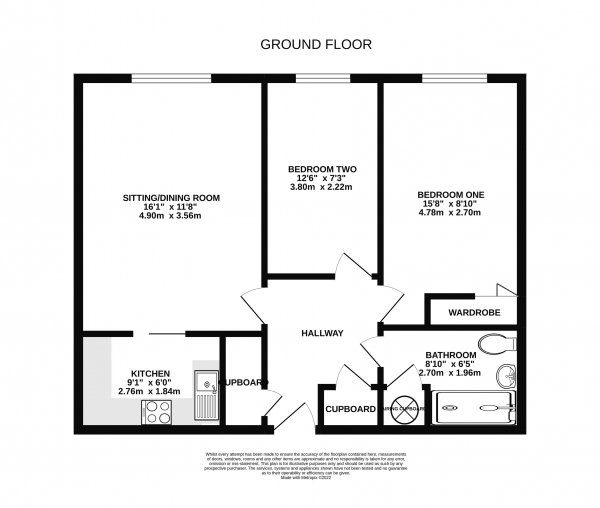 Floor Plan Image for 2 Bedroom Apartment for Sale in Abbey Street, Farnham