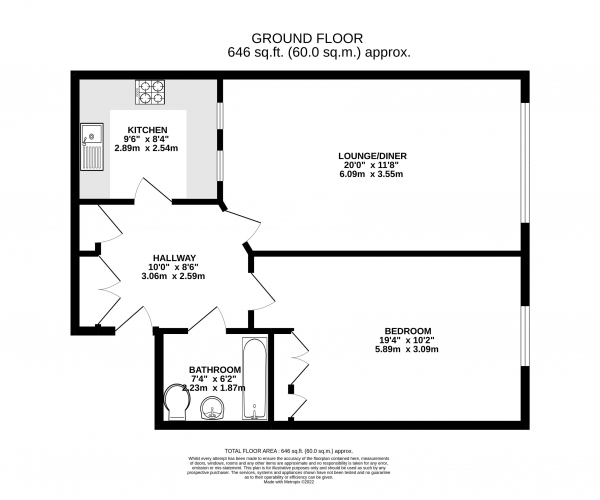 Floor Plan Image for 1 Bedroom Apartment for Sale in Shortheath Road, Farnham