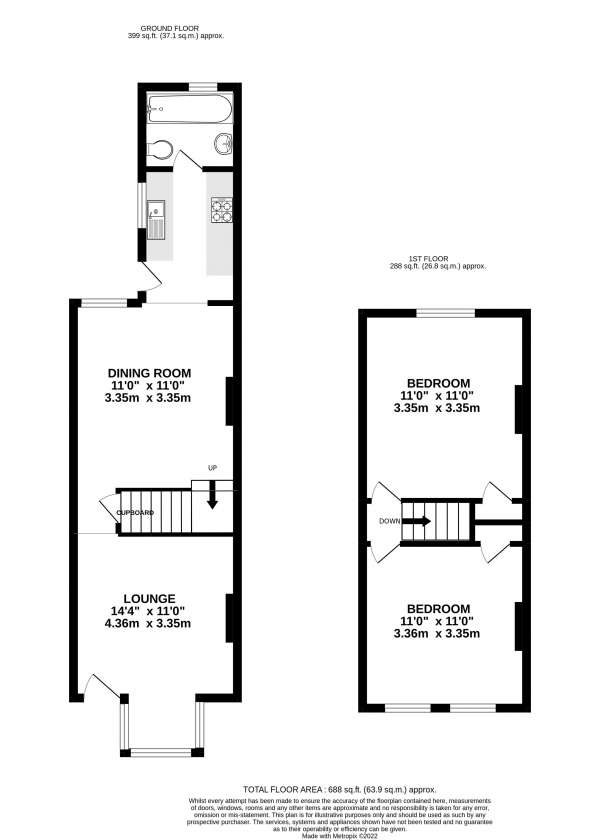 Floor Plan Image for 2 Bedroom Terraced House for Sale in Holly Road, Aldershot