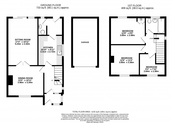 Floor Plan Image for 3 Bedroom Semi-Detached House for Sale in Boxalls Grove, Aldershot