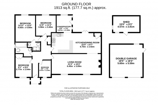 Floor Plan Image for 4 Bedroom Bungalow for Sale in Hole Lane, Farnham