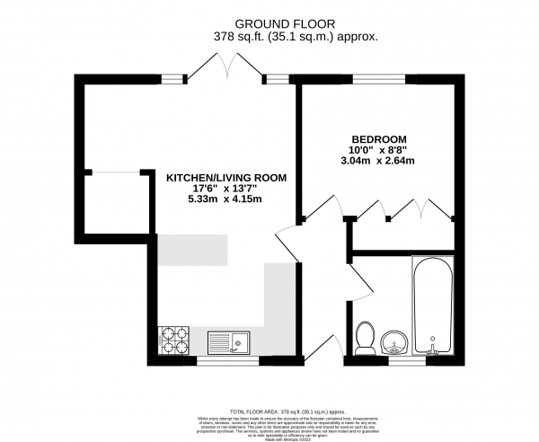 Floor Plan for 1 Bedroom Maisonette for Sale in Weydon Lane, Farnham, GU9, 8UY -  &pound200,000