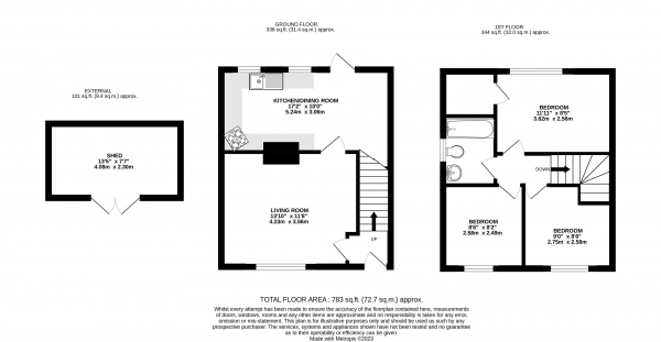 Floor Plan Image for 3 Bedroom Semi-Detached House for Sale in Upper Way, Farnham