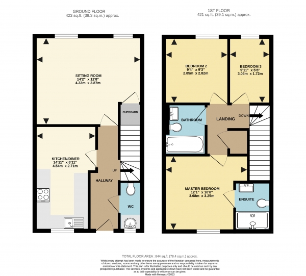 Floor Plan for 3 Bedroom Terraced House to Rent in Victoria Road, Farnham, GU9, 7RB - £427 pw | £1850 pcm