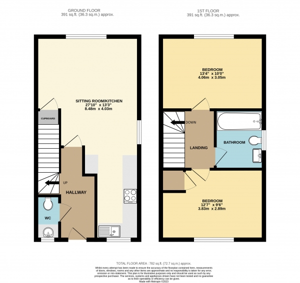 Floor Plan Image for 2 Bedroom End of Terrace House to Rent in Victoria Road, Farnham